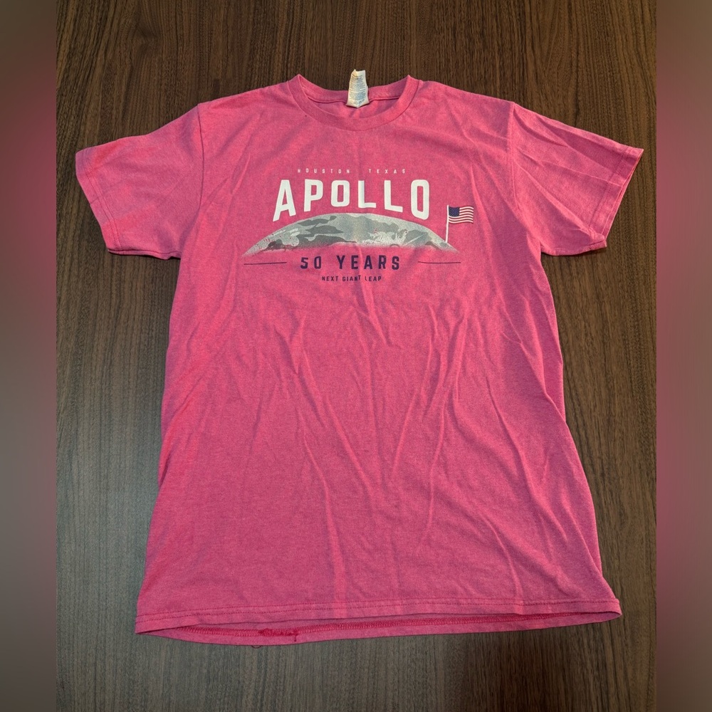 Houston Texas Apollo 50 Years Delta Promo Weight Pink T- Shirt Size S